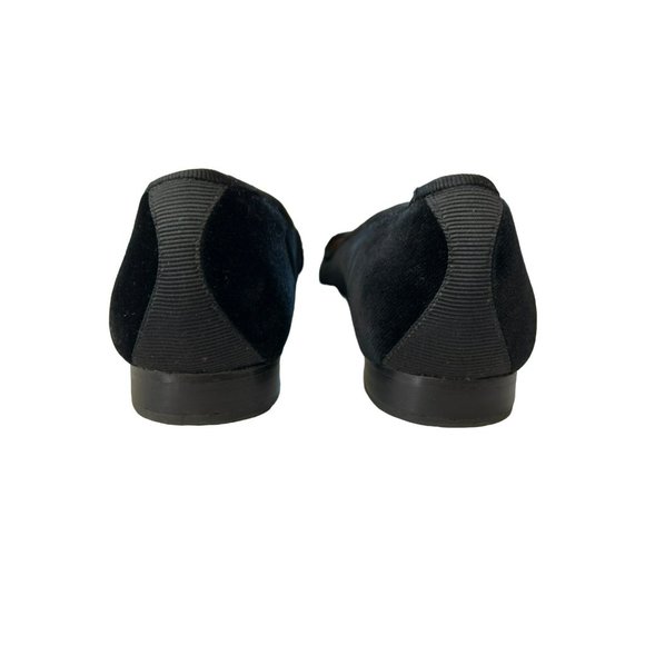 Corte + Welles Women's Black Velvet Flats Size 5 1/2 Embroidered Crest - Picture 4 of 8